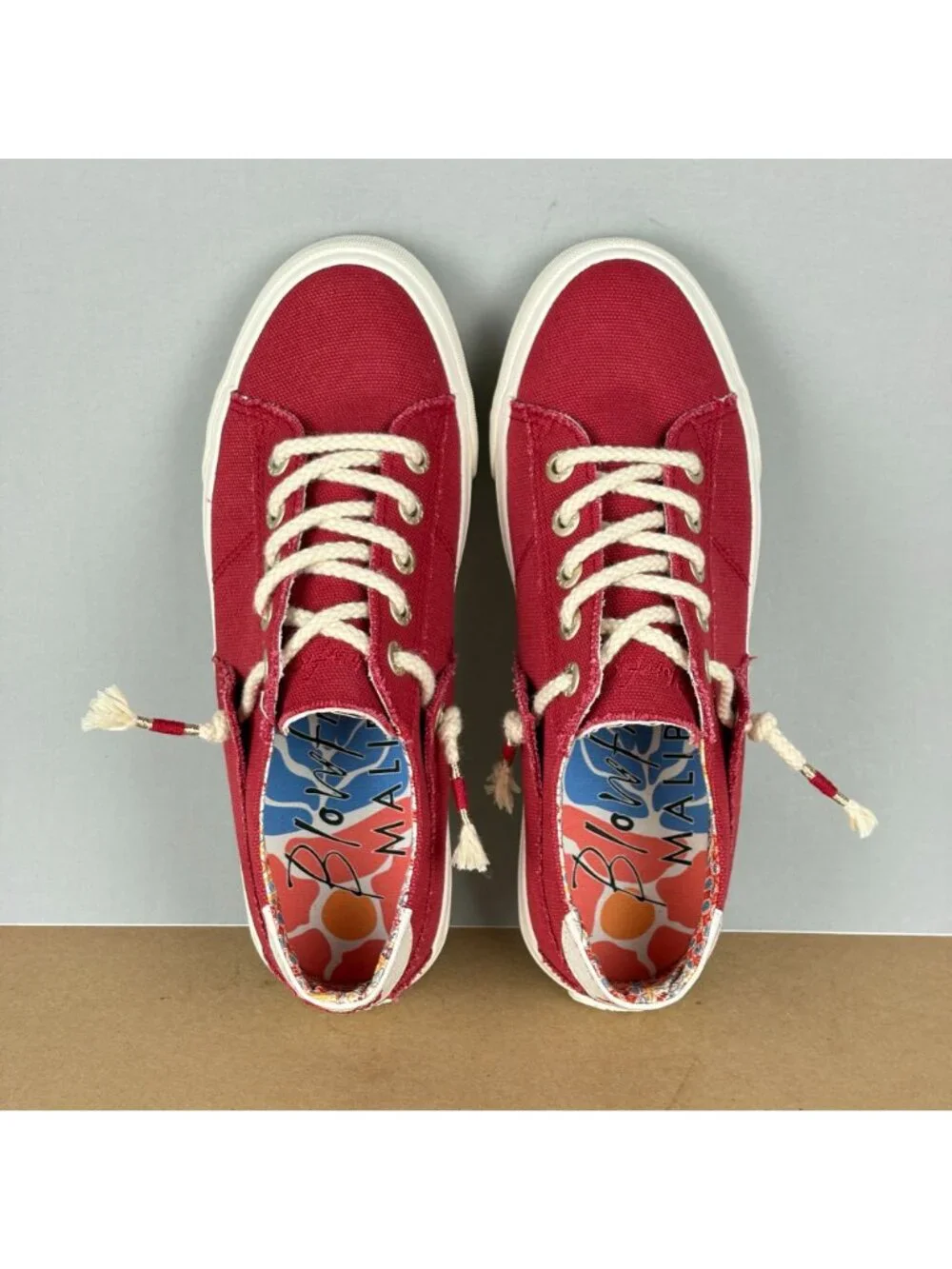 Blowfish Malibu Martina Canvas Sneakers Womens 8.5 Red White Lace Up Casual